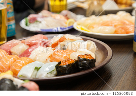 Sushi at a home party Sushi at a home party 115805098