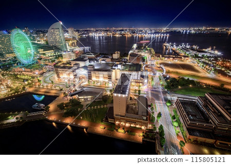 Night view of Yokohama World Porters and Cosmo World, Yokohama city 115805121