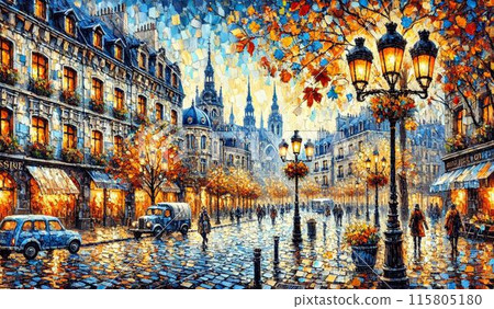 Autumn: City at dusk 115805180