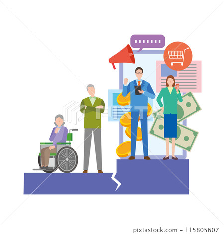 Illustration of the digital divide Illustration of the digital divide 115805607