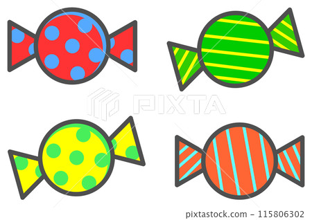 Sweet candy snacks wrapped in colorful paper Sweet candy snacks wrapped in colorful paper 115806302