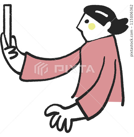 Woman taking a selfie with a smartphone Stock image 115806362