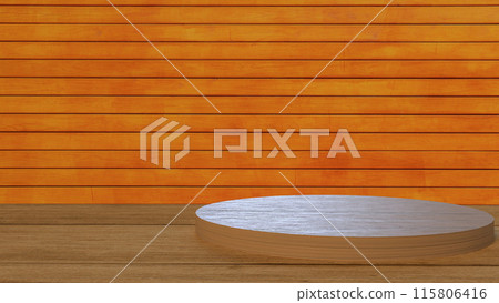 The wood plate on table for display or advertising concept 3d rendering. The wood plate on table for display or advertising concept 3d rendering. 115806416