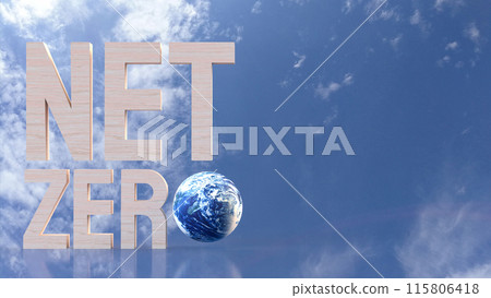 The net zero wood text and world on sky Background for eco concept 3d rendering. The net zero wood text and world on sky Background for eco concept 3d rendering. 115806418
