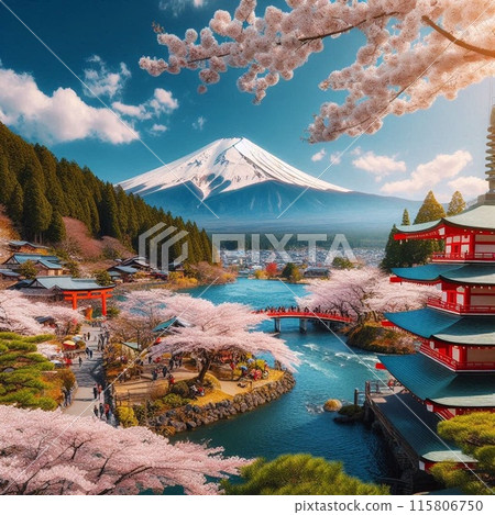 日本春天的壯麗景色 115806750