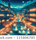 夜晚的溫泉小鎮熱鬧非凡 115806785