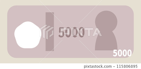 一張簡單的 5000 日圓鈔票的插圖 115806895