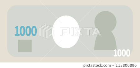 一張簡單的千日元鈔票的插圖 一張簡單的千日元鈔票的插圖 115806896