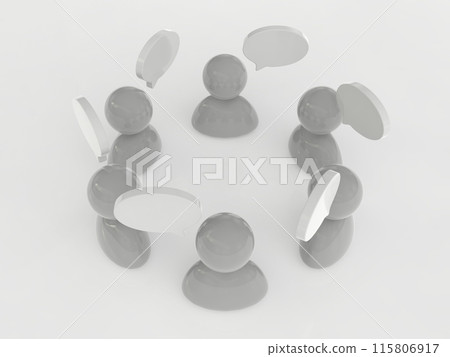 6 人交換意見 3D 圖示水平 3D 插圖 115806917