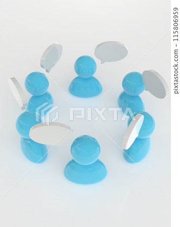 Six men exchanging opinions three-dimensional icon vertical 3D illustration 115806959