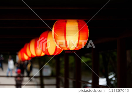 Kyoto Kiyomizu-dera Temple: Lanterns lit up under the eaves 115807043