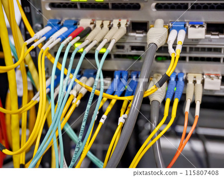 Communication equipment connected with copper and optical cables 115807408
