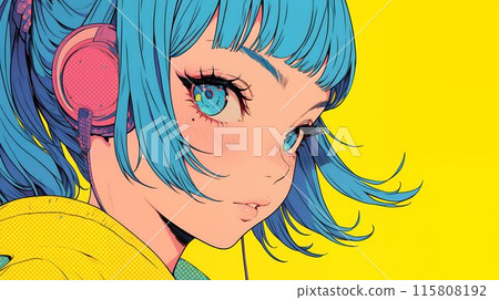 Girl listening to music AI Girl listening to music AI 115808192