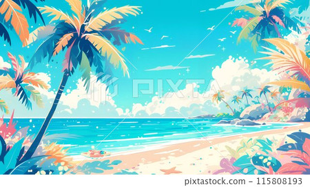 Anime-style summer landscape AI 115808193