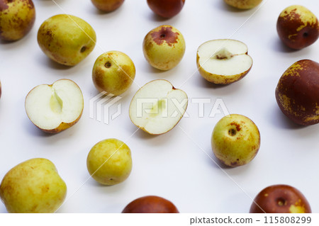 Fresh jujube fruit on white background 115808299