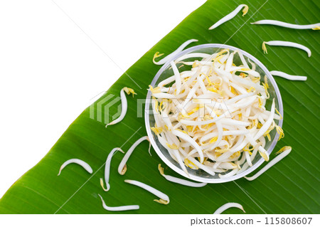 Bean sprouts on banana leaf 115808607