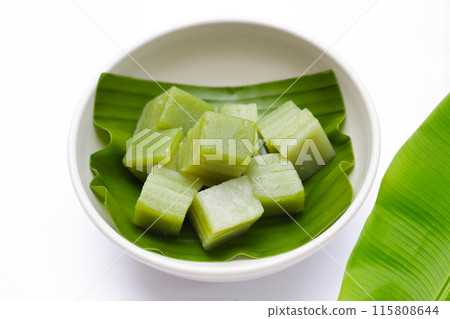 Steamed pandan layer cake. Thai Desserts. 115808644