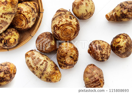 Satoimo, taro roots or japanese sweet taro 115808693