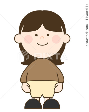 可愛的中長髮女孩，在外面彈跳 115809115