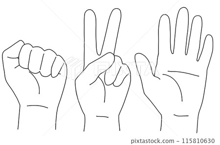 略寫實的剪刀石頭布手繪線條描 略寫實的剪刀石頭布手繪線條描 115810630