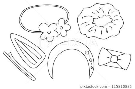 寬鬆簡約少女髮飾套裝線描 115810885