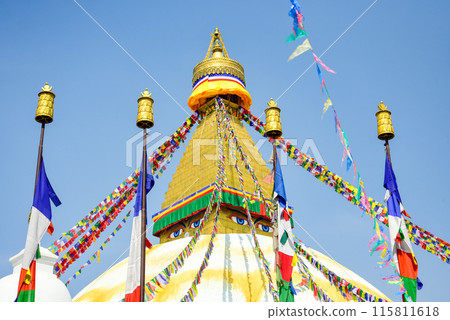 尼泊爾首都加德滿都博達哈大佛的美麗景色 尼泊爾首都加德滿都博達哈大佛的美麗景色 115811618