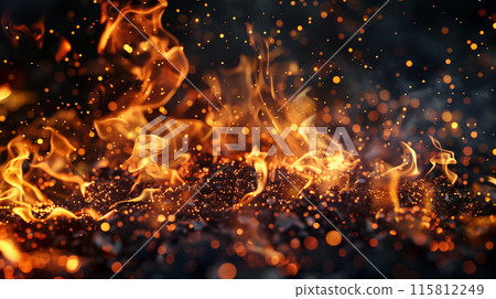 Flame and sparks background, illustration Flame and sparks background, illustration 115812249