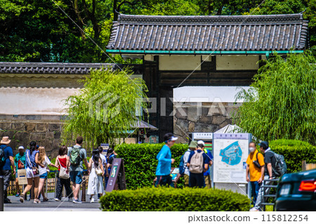日本東京城市景觀入境復興...東京擠滿了外國遊客。前往大手門的外國遊客=6月 115812254