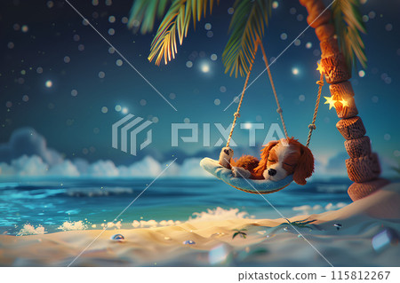 迪科伊睡在星空下棕櫚樹的吊床上 115812267