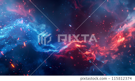Blue and red flames collide. Battle background Blue and red flames collide. Battle background 115812374