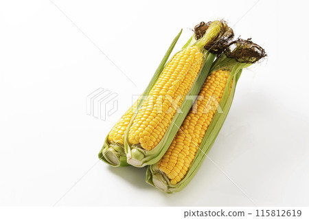 Corn with hair on a white background 115812619