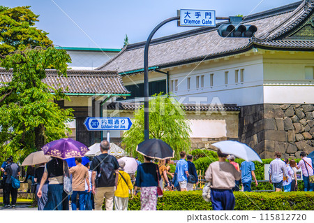 Tokyo cityscape in Japan Inbound tourism is back... Tokyo is bustling with foreign tourists. Foreign tourists heading to the Otemon Gate (June) 115812720