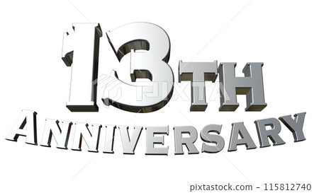 3DCG text "13th Anniversary" Silver, Silver 115812740