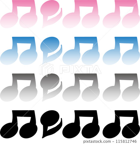圓形可愛的漸層音符插畫素材 圓形可愛的漸層音符插畫素材 115812746