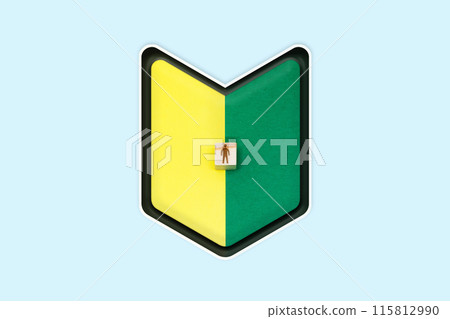 A beginner's mark with a block of a silhouette of a person on a blue background 115812990
