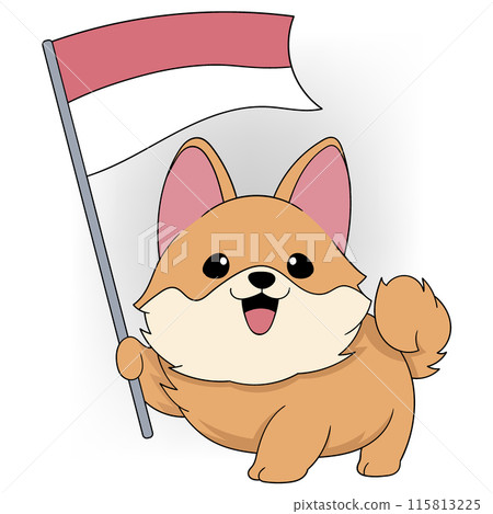 Cute Dog Celebrating Indonesia Independence Day 115813225