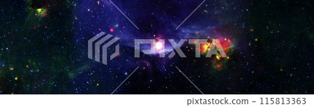 abstract background with night sky and stars. Panorama view universe space shot of milky way galaxy with stars on a night sky background. Elements of this Image Furnished by NASA 115813363