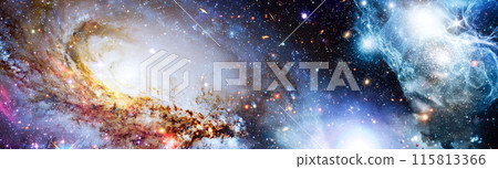 abstract background with night sky and stars. Panorama view universe space shot of milky way galaxy with stars on a night sky background. Elements of this Image Furnished by NASA 115813366