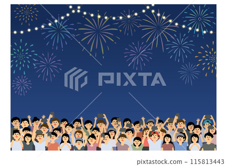 Lots of people and fireworks 115813443