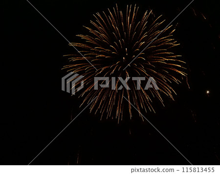 Fireworks that draw a beautiful parabola with the orange color of the fireworks display 115813455