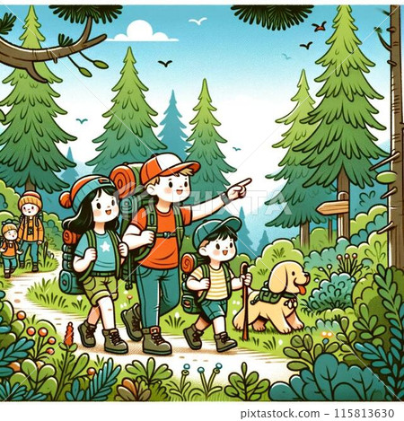 孩子們享受徒步旅行 115813630