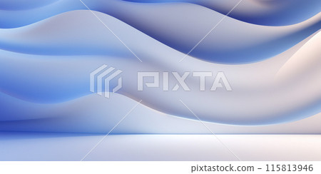 3D landscape background. Abstract space with white curved walls and a flat floor illuminated by blue lights. AI generated image 115813946