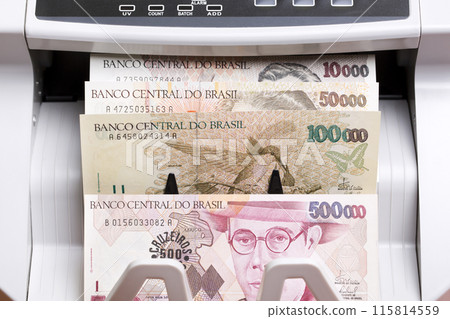 Brazilian cruzeiro in the counting machine Brazilian cruzeiro in the counting machine 115814559