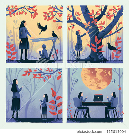 Illustration of women working from home 115815004