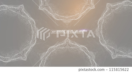 Abstract technology concept with glowing white wireframe 115815622