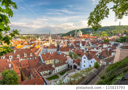 Cityscape view of the Lesser Town in Prague at sunset. Cityscape view of the Lesser Town in Prague at sunset. 115815793