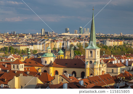 Cityscape view of the Lesser Town in Prague at sunset. Cityscape view of the Lesser Town in Prague at sunset. 115815805