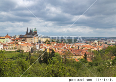 Cityscape view of Prague Castle above Lesser Town, Prague. 115815819