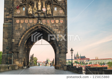 Old Town Bridge Tower at the beginning of the Charles Bridge in Prague. Old Town Bridge Tower at the beginning of the Charles Bridge in Prague. 115815860