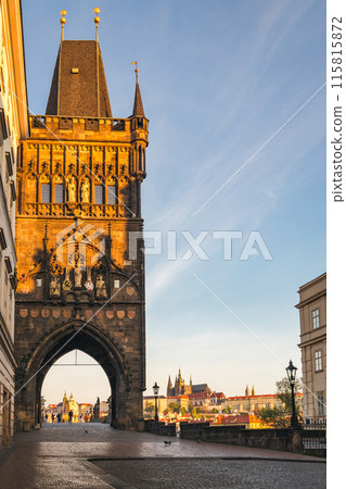 Old Town Bridge Tower at the beginning of the Charles Bridge in Prague. Old Town Bridge Tower at the beginning of the Charles Bridge in Prague. 115815872